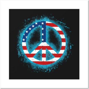 Patriotic Usa Flag Peace Sign Posters and Art